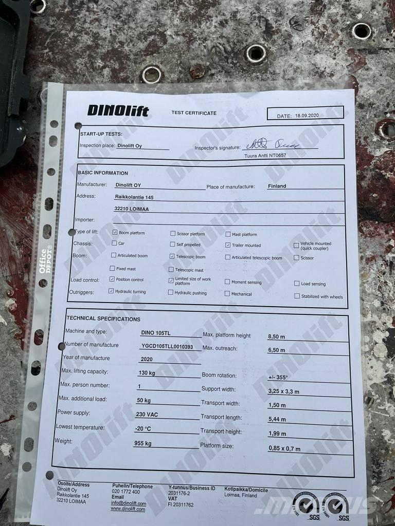 Dino 105TL Tekerlekli platformlar