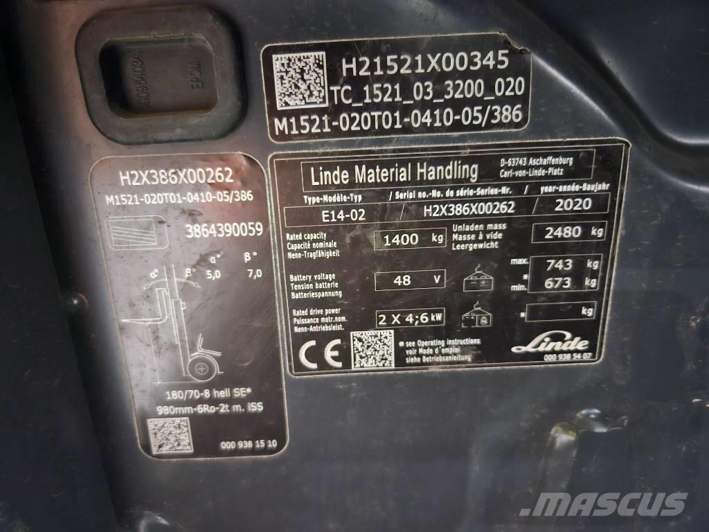 Linde E14 Elektrikli forkliftler