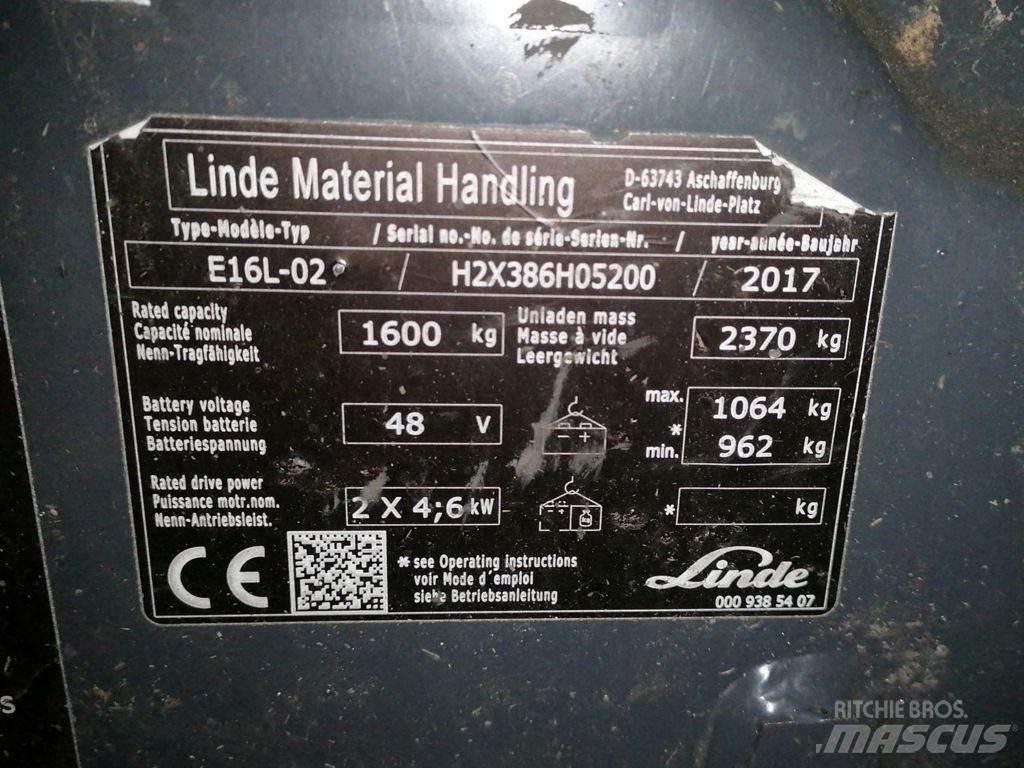 Linde E16L-02 Elektrikli forkliftler