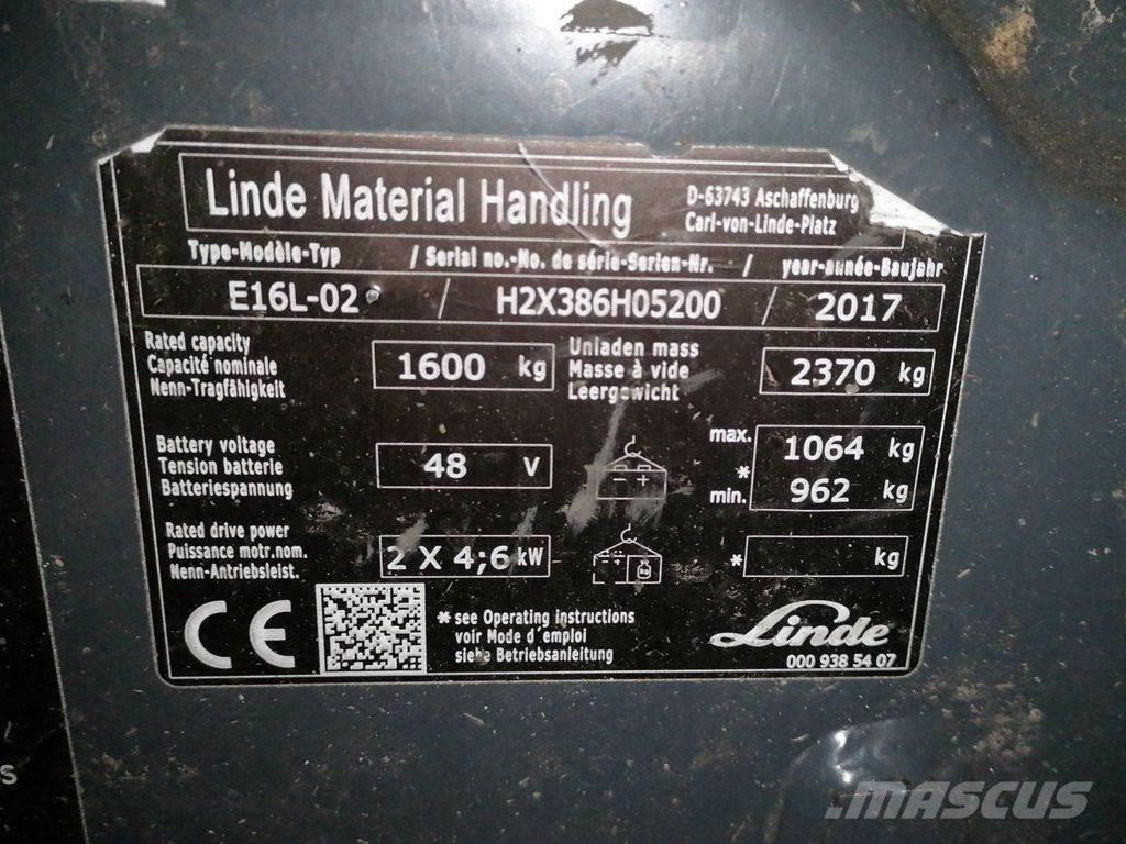 Linde E16L-02 Elektrikli forkliftler