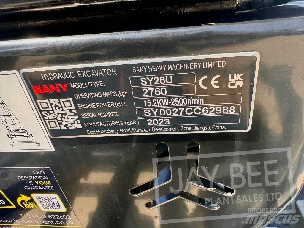 Sany SY 26 U Mini ekskavatörler, 7 tona dek