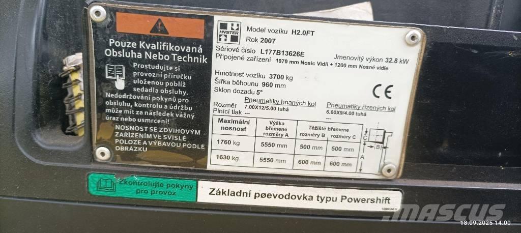 Hyster H2.0FT LPG'li forkliftler