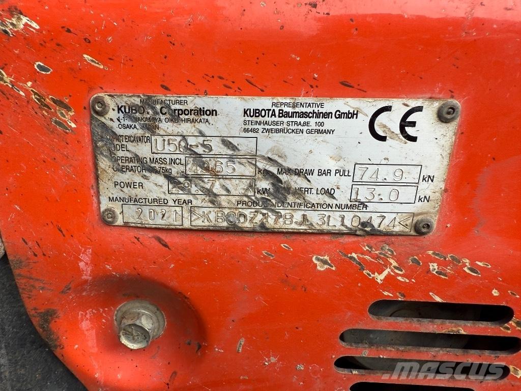 Kubota U 50-5 Mini ekskavatörler, 7 tona dek