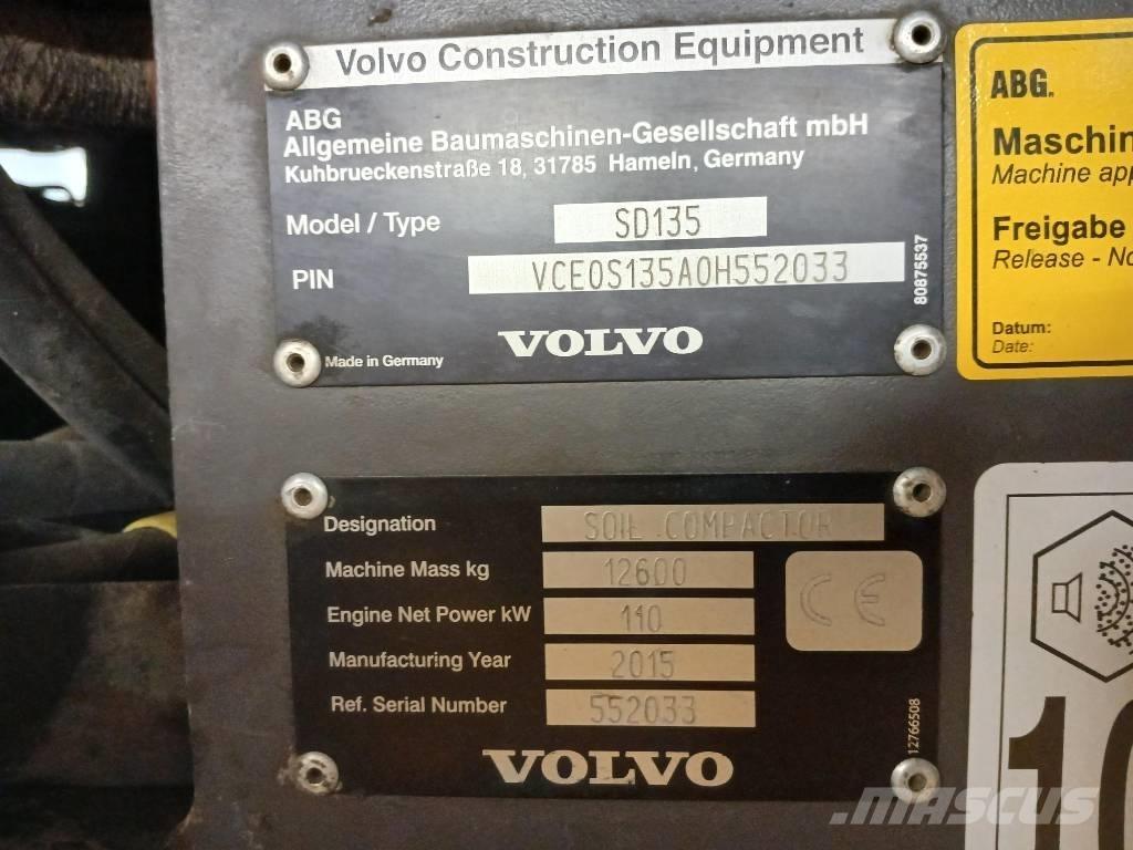 Volvo SD135, Vält Tek tamburlu silindirler