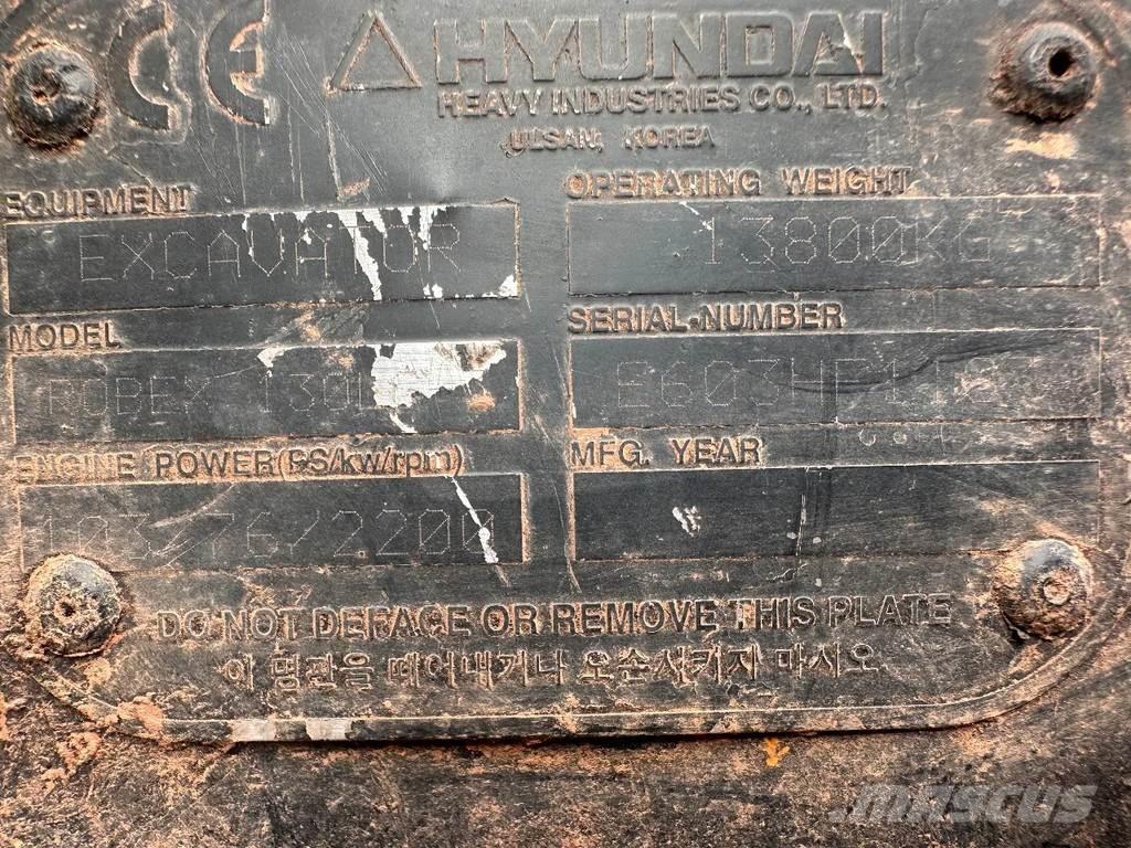 Hyundai 130 LC3 Paletli ekskavatörler