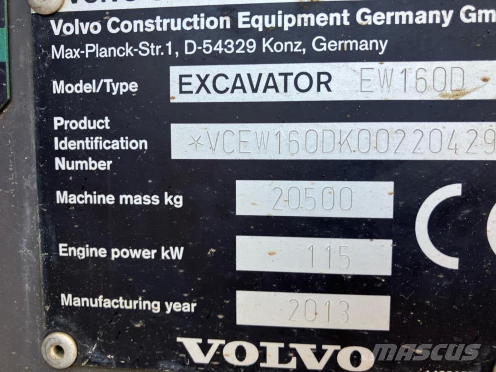 Volvo EW160D Lastik tekerli ekskavatörler