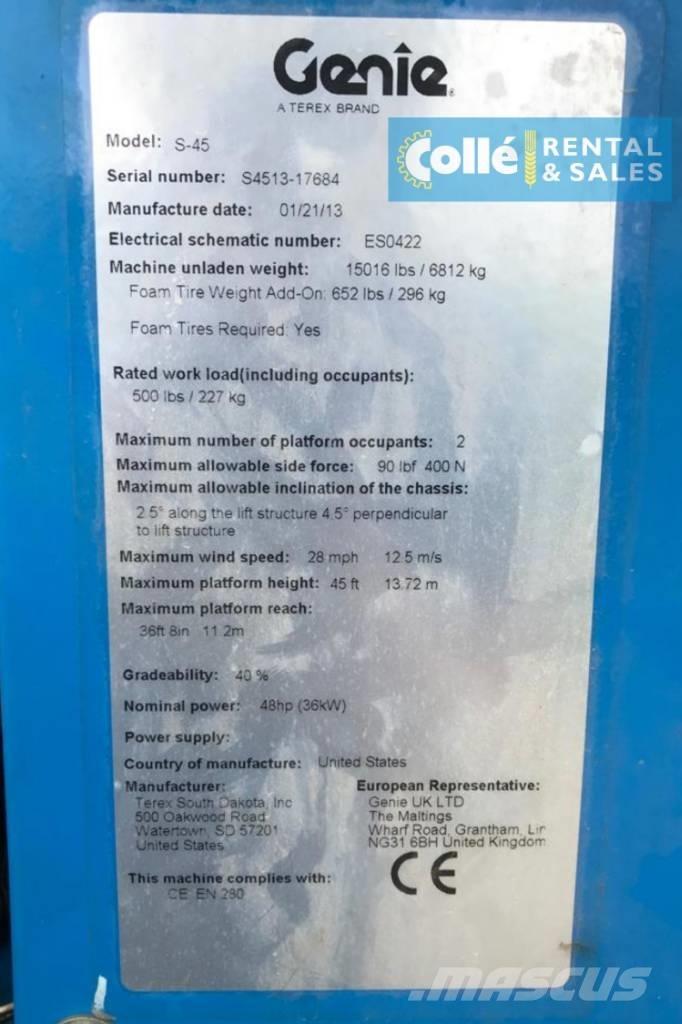 Genie S-45 | 2013 Teleskopik personel platformları