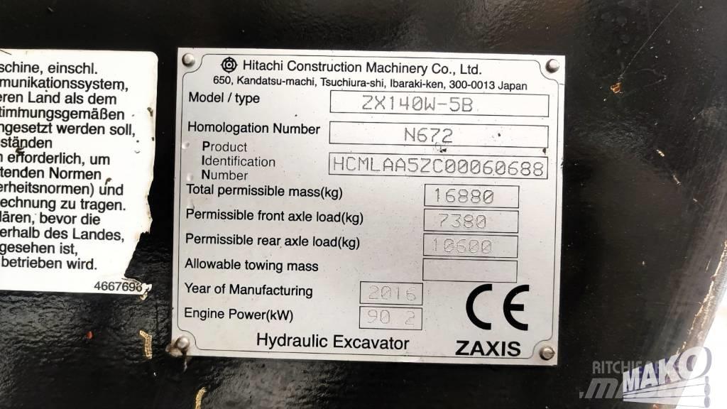 Hitachi ZX 140 W-5 Lastik tekerli ekskavatörler