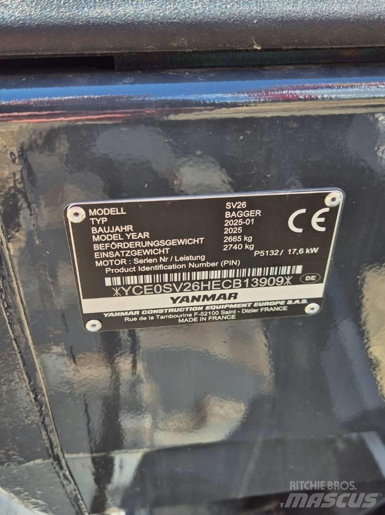Yanmar SV26 Advance Mini ekskavatörler, 7 tona dek