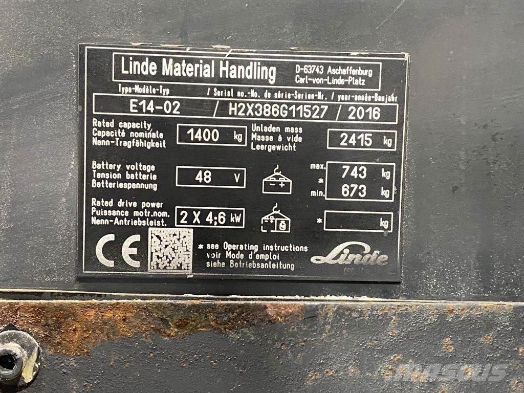 Linde E14-02 Elektrikli forkliftler