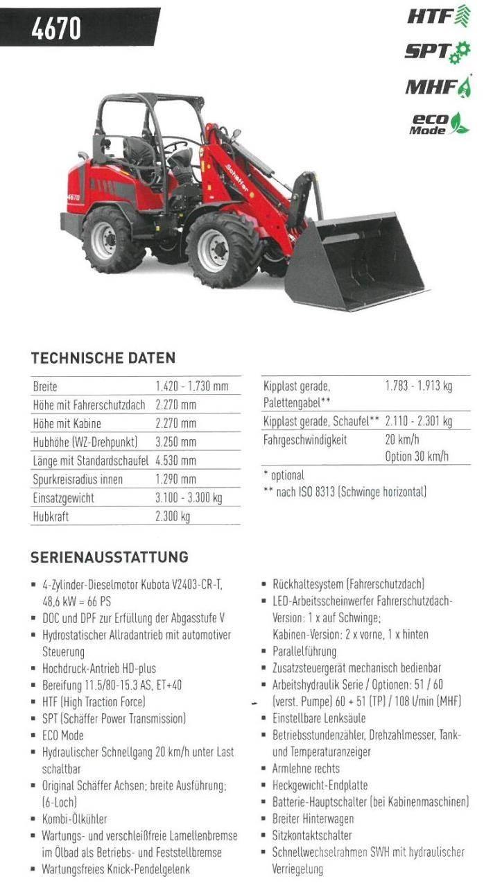 Schäffer 4670 Mini yükleyiciler