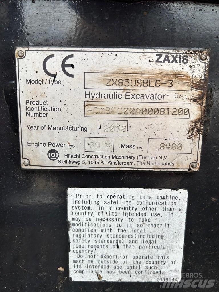 Hitachi Zaxis 85 USB Midi ekskavatörler 7 - 12 t