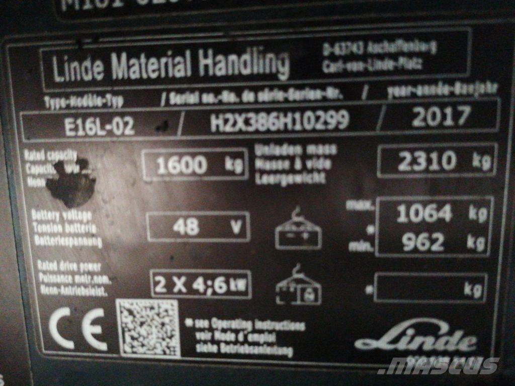 Linde E16L-02 Elektrikli forkliftler