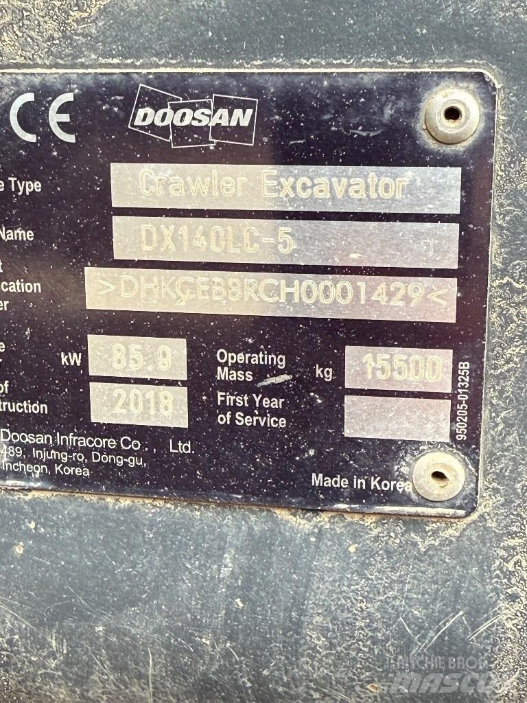 Doosan DX 140 LC Paletli ekskavatörler