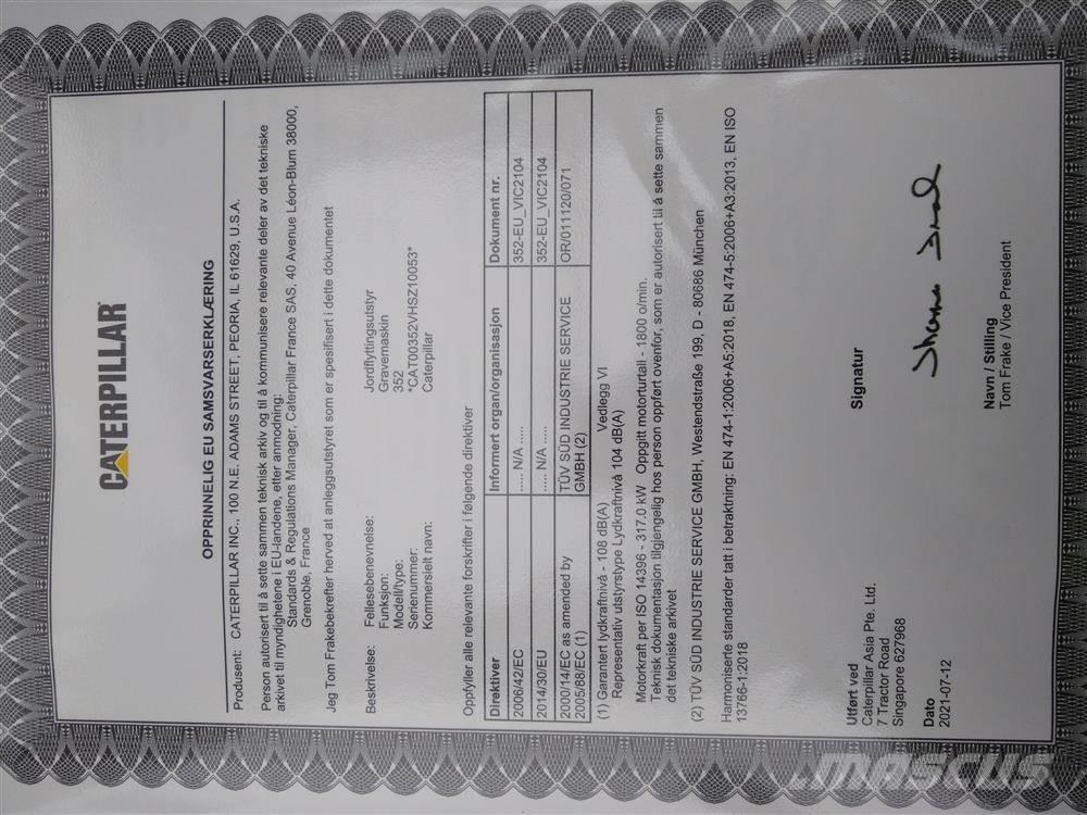 CAT 352 Paletli ekskavatörler