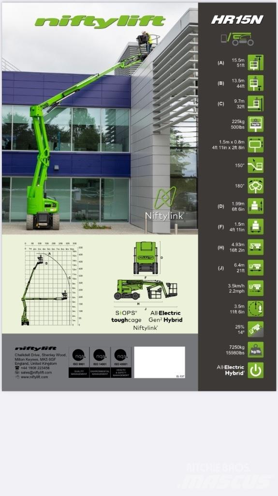 Niftylift HR 15NE Körüklü personel platformları