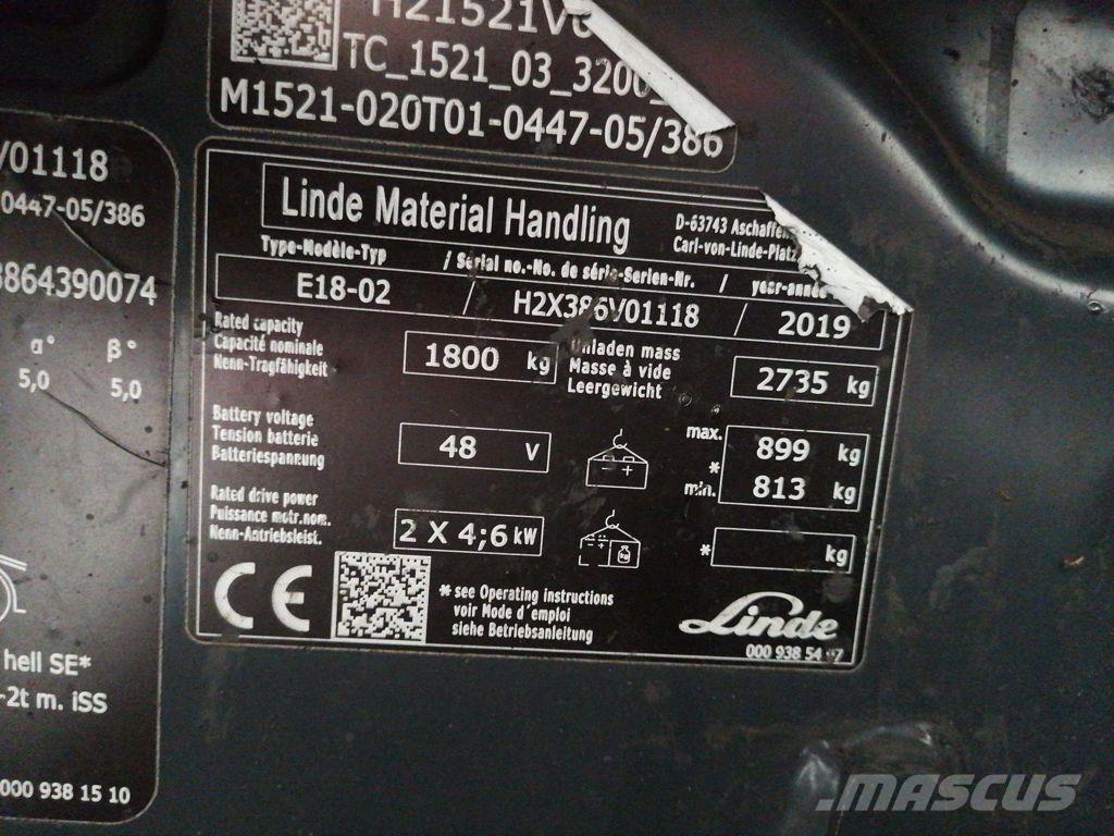 Linde E18-02 Elektrikli forkliftler