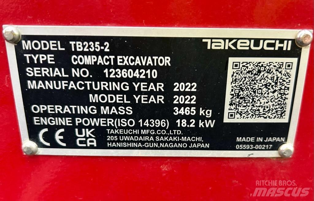 Takeuchi TB 235-2 V3 Mini ekskavatörler, 7 tona dek