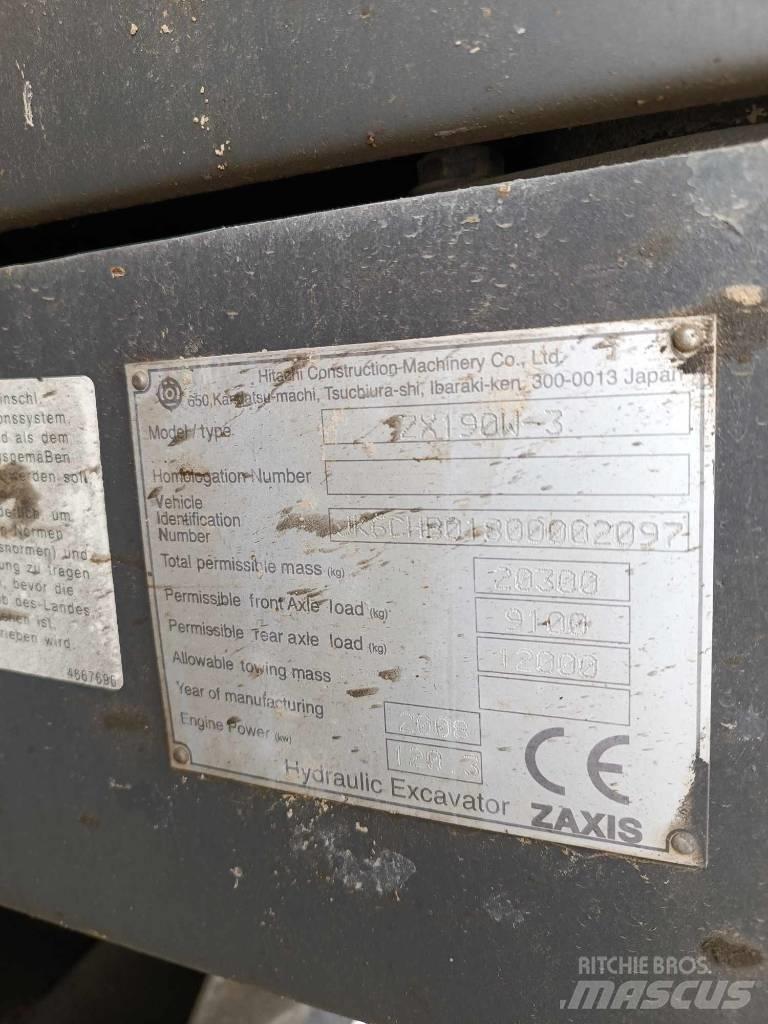 Hitachi ZX 190 W-3 Lastik tekerli ekskavatörler