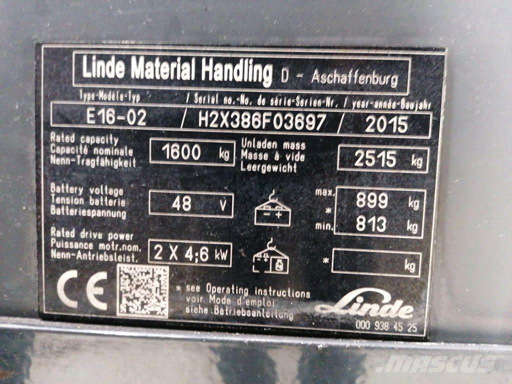 Linde E16-02 Elektrikli forkliftler
