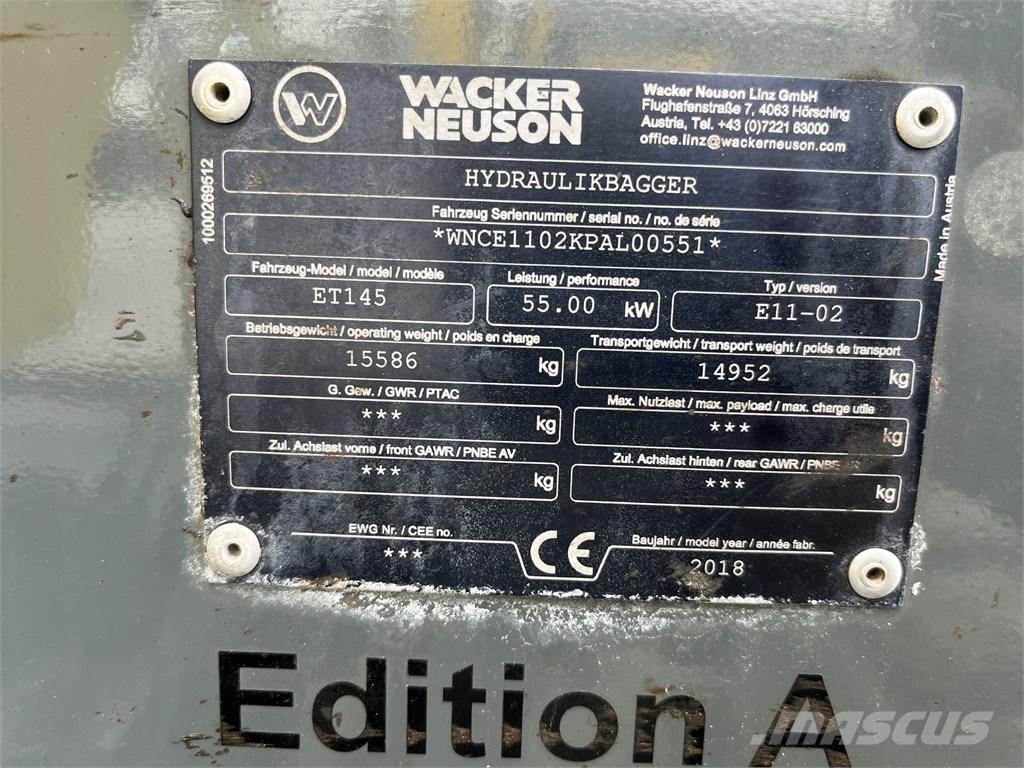 Wacker Neuson ET 145 Paletli ekskavatörler
