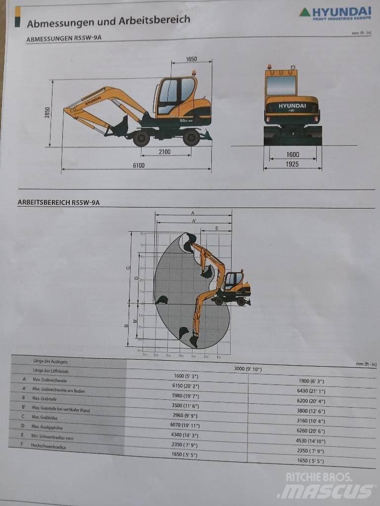 Hyundai 55W-9 Lastik tekerli ekskavatörler