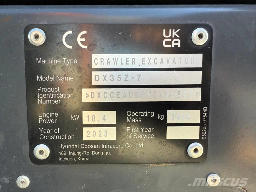 Develon DX 35 Z-7 Mini ekskavatörler, 7 tona dek