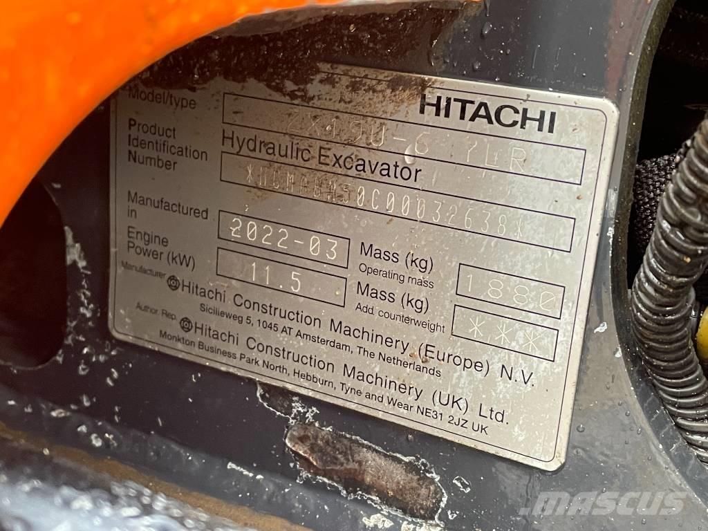 Hitachi ZX 19 U-6 Mini ekskavatörler, 7 tona dek