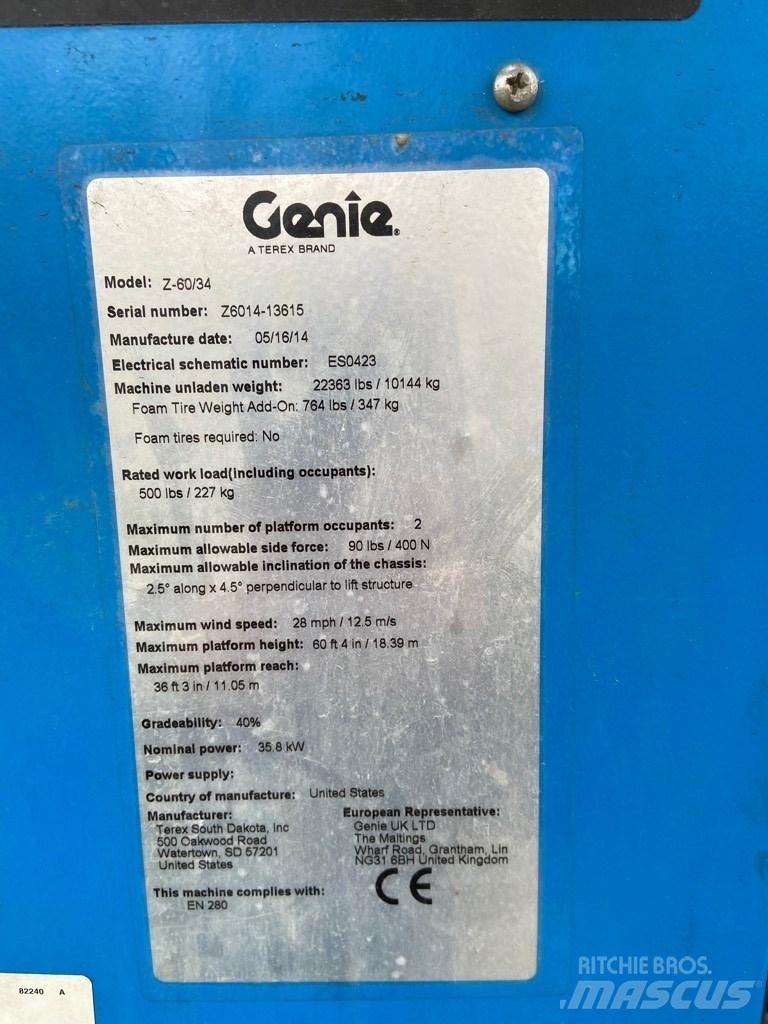 Genie Z 60/34 RT Körüklü personel platformları