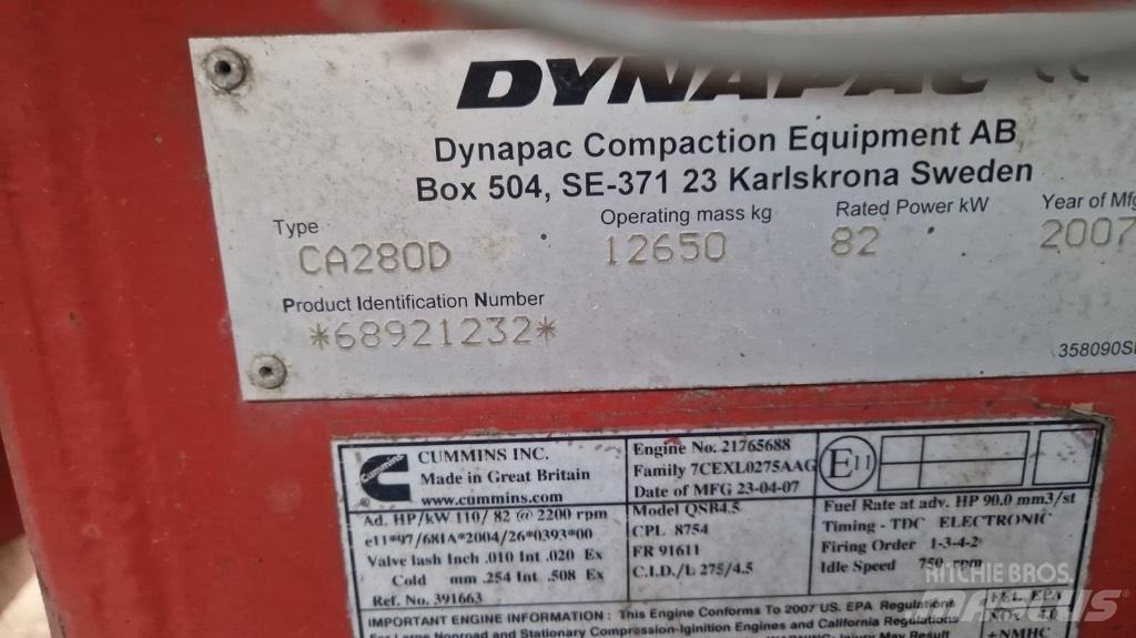 Dynapac Ca280d Çift tamburlu silindirler