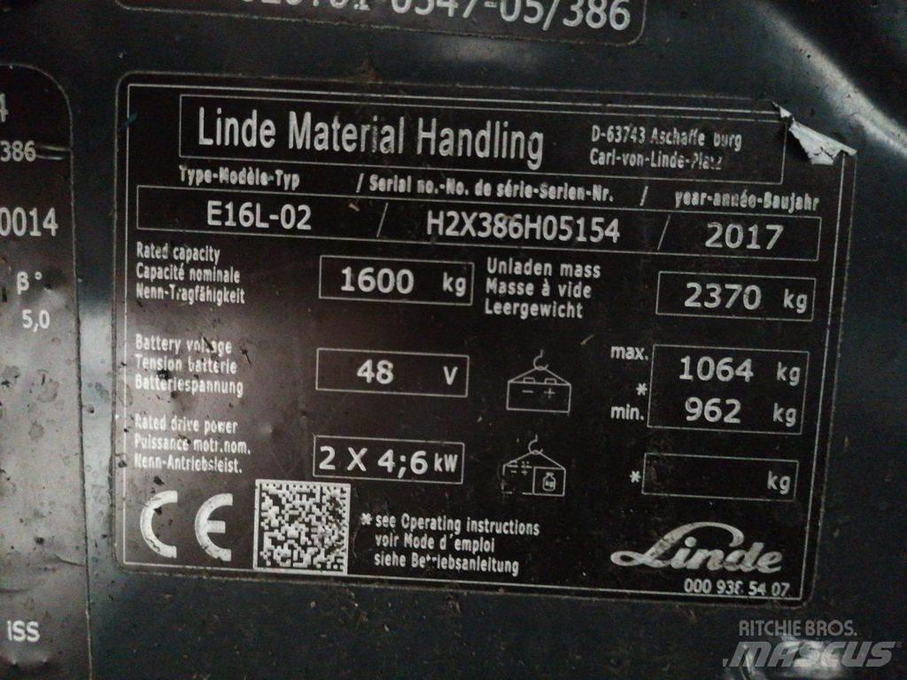 Linde E16L-02 Elektrikli forkliftler