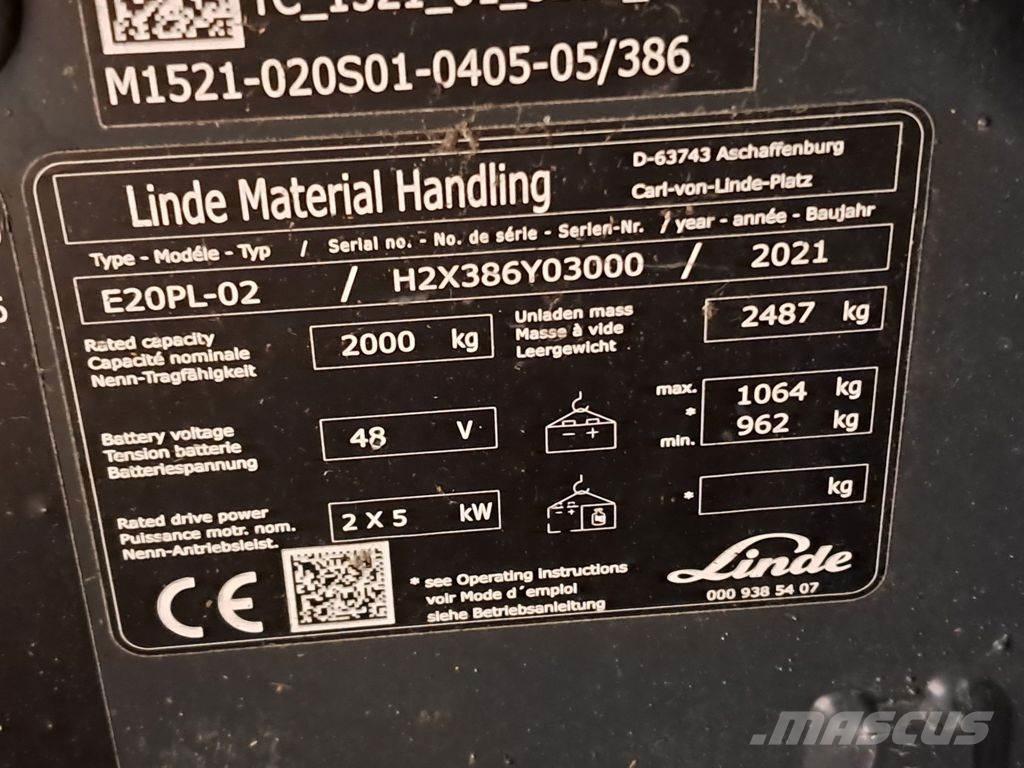 Linde E20PL-02 Elektrikli forkliftler