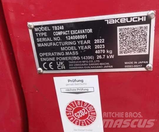 Takeuchi TB 240 DPF Mini ekskavatörler, 7 tona dek
