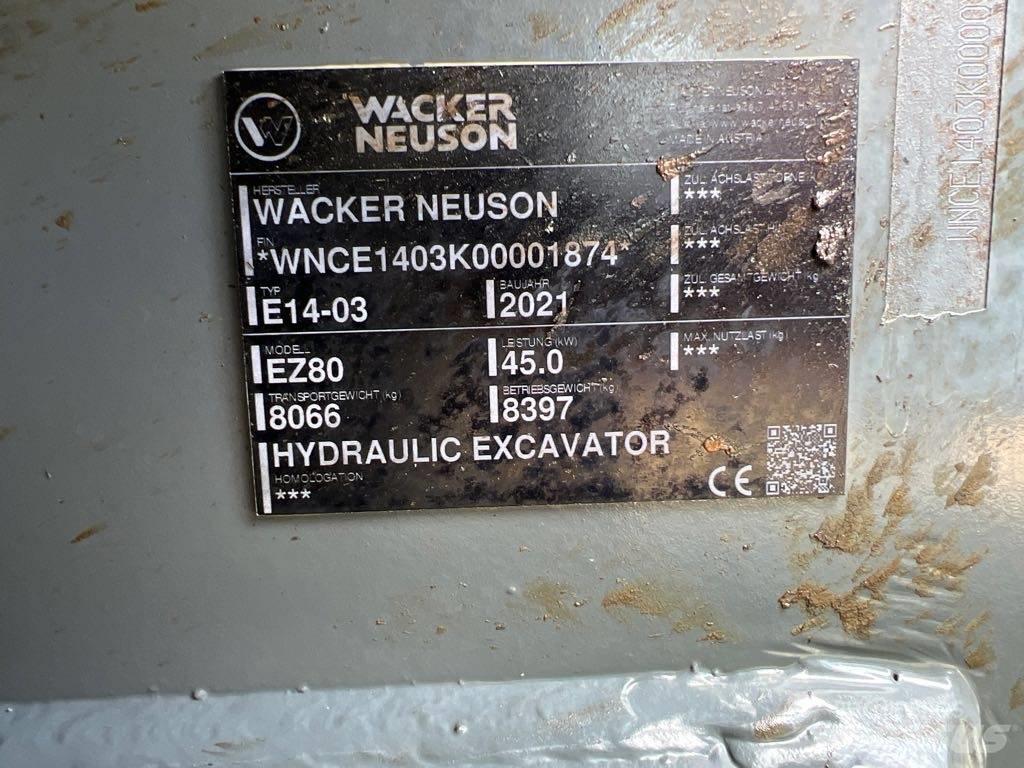 Wacker Neuson EZ80 Paletli ekskavatörler