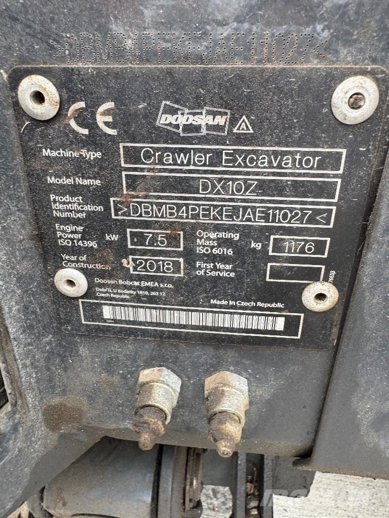 Doosan DX 10 Z Mini ekskavatörler, 7 tona dek