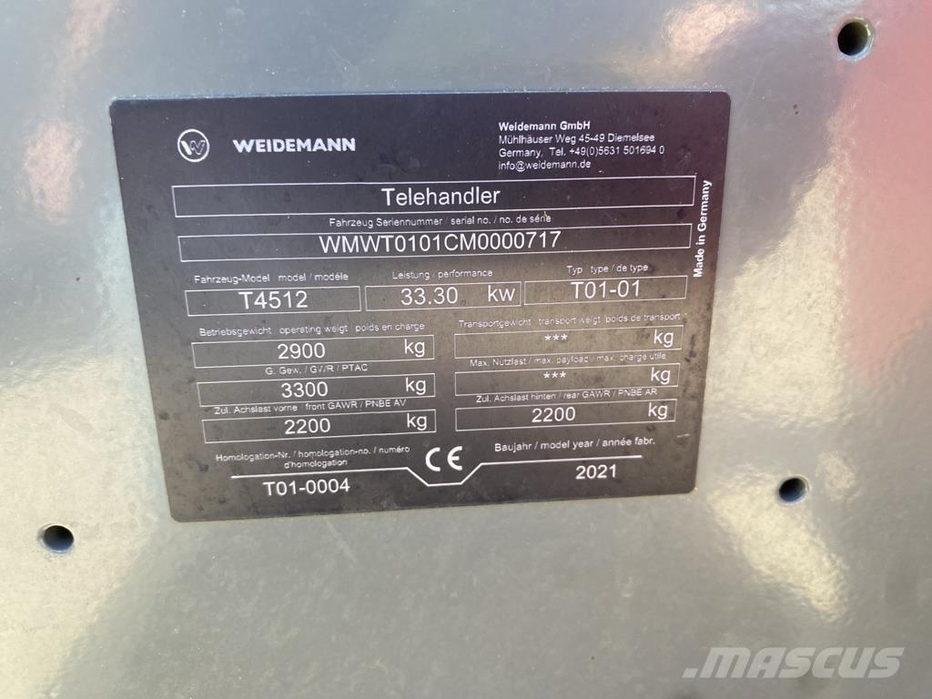 Weidemann T 4512 Tarimsal teleskopik yükleyiciler