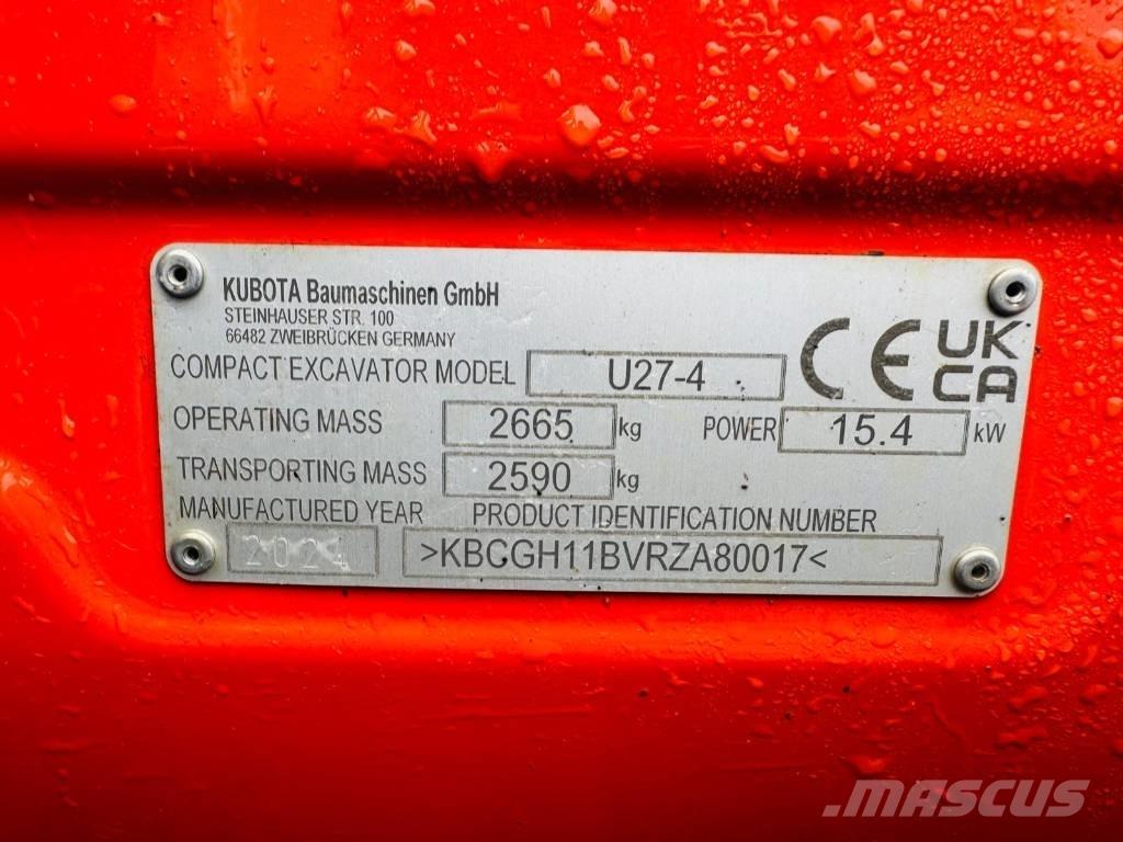 Kubota U 27-4 Mini ekskavatörler, 7 tona dek