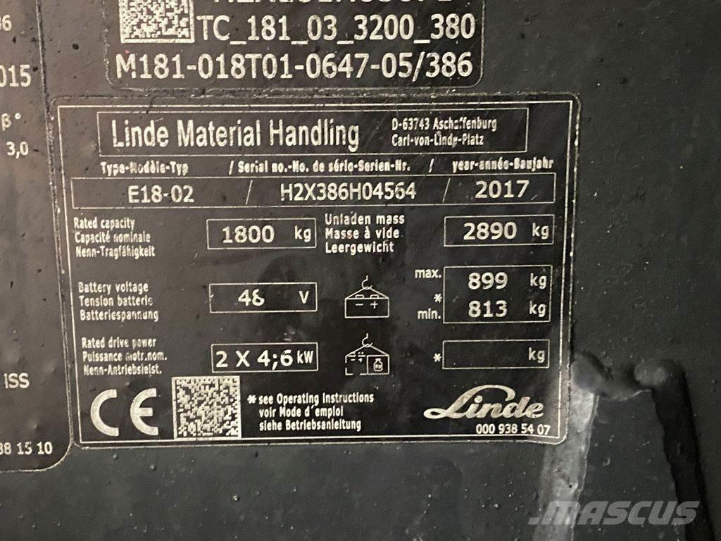 Linde E18-02 Elektrikli forkliftler