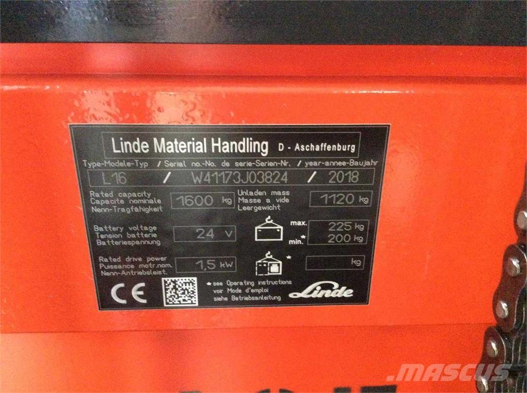 Linde L16 Akülü depo ekipmanları