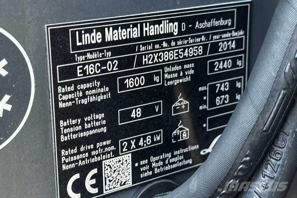 Linde E 16 C-02 Elektrikli forkliftler