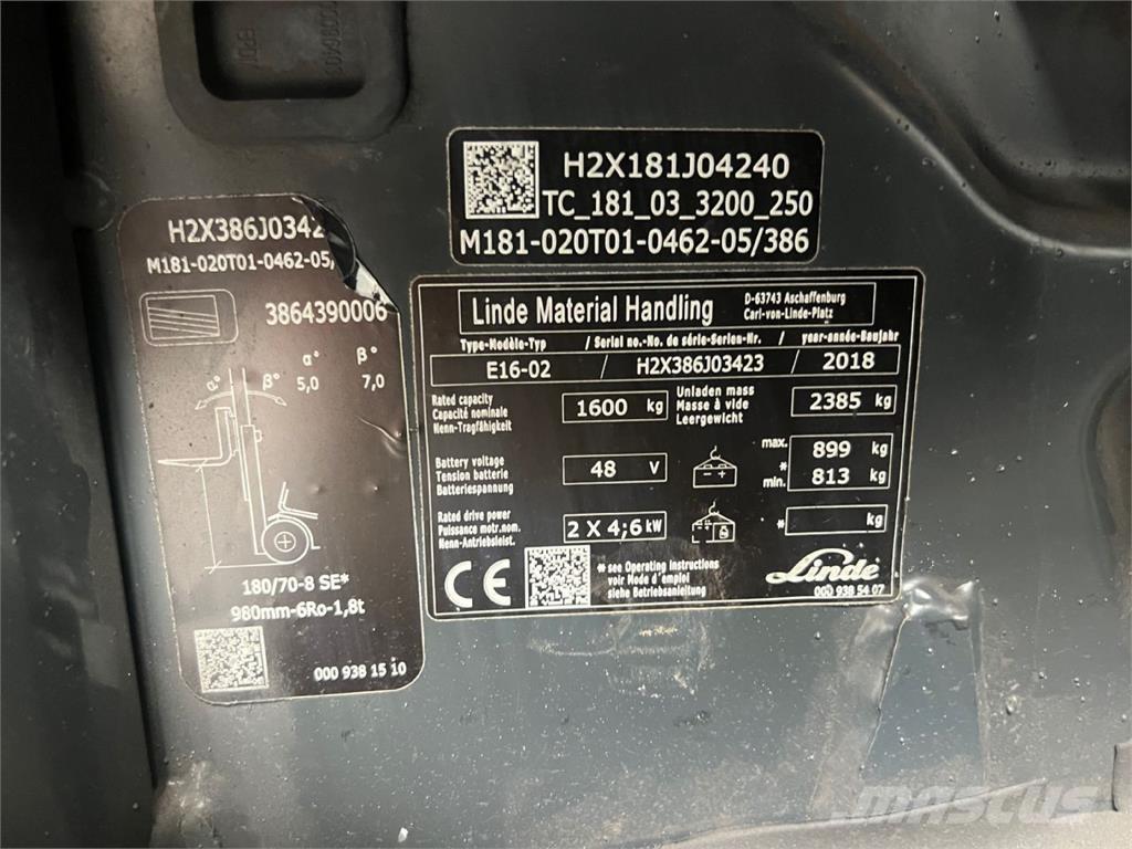 Linde E16 Elektrikli forkliftler