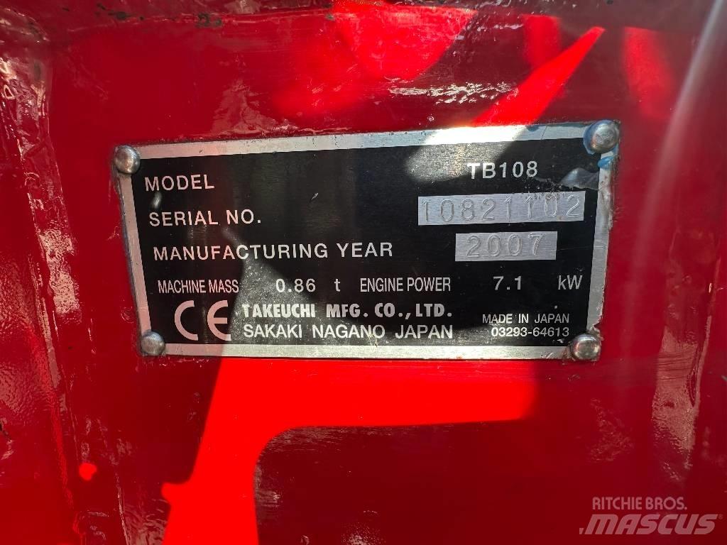 Takeuchi TB 108 Mini ekskavatörler, 7 tona dek