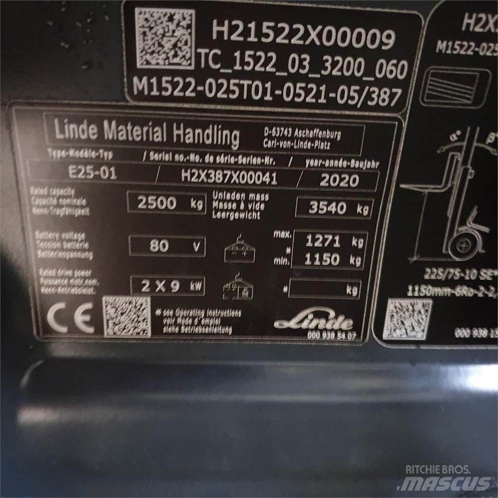 Linde E25 Elektrikli forkliftler