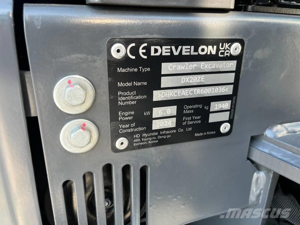 Develon DX 20 ZE Mini ekskavatörler, 7 tona dek