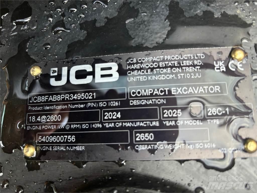 JCB 26C-1 Mini ekskavatörler, 7 tona dek