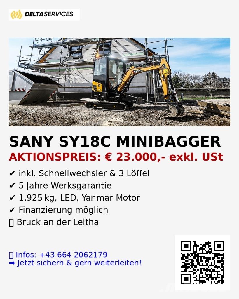 Sany SY 18 C Mini ekskavatörler, 7 tona dek