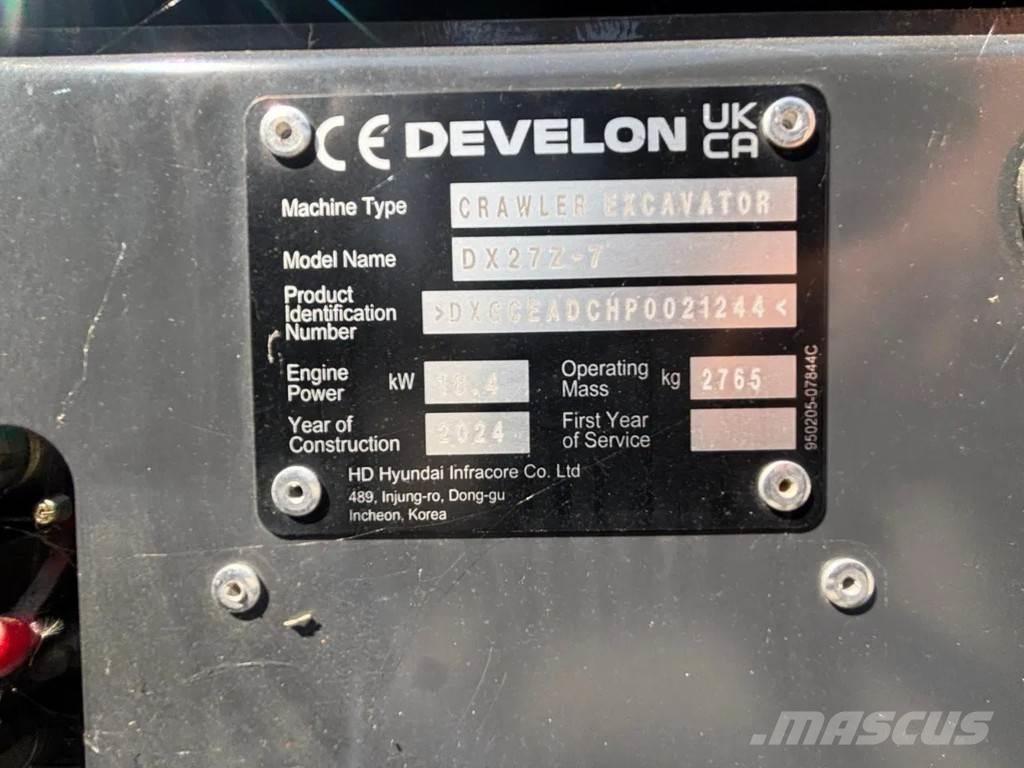 Doosan DX27Z-7 Mini ekskavatörler, 7 tona dek