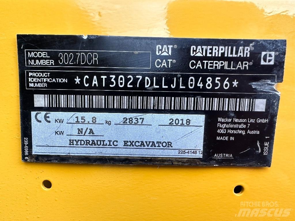 CAT 302.7 D CR Mini ekskavatörler, 7 tona dek