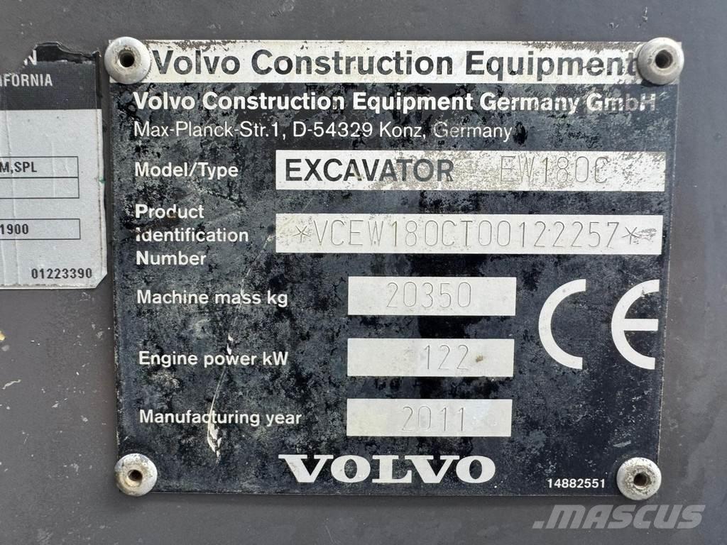 Volvo EW180C Lastik tekerli ekskavatörler