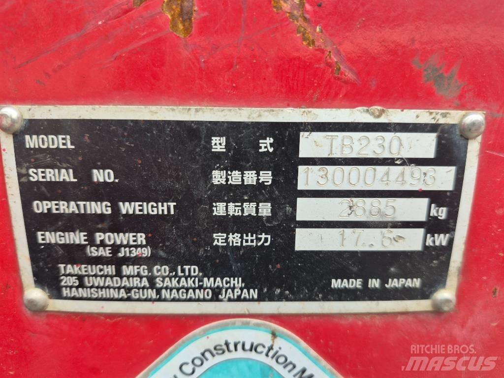 Takeuchi TB 230 Mini ekskavatörler, 7 tona dek